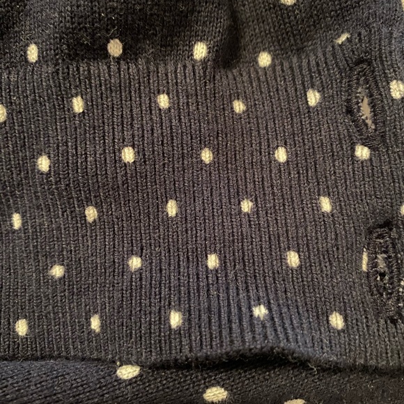 L.L.Bean Button Down Cardigan-Navy & White Polka Dot Size 3X NWT Supima Blend - Picture 8 of 13